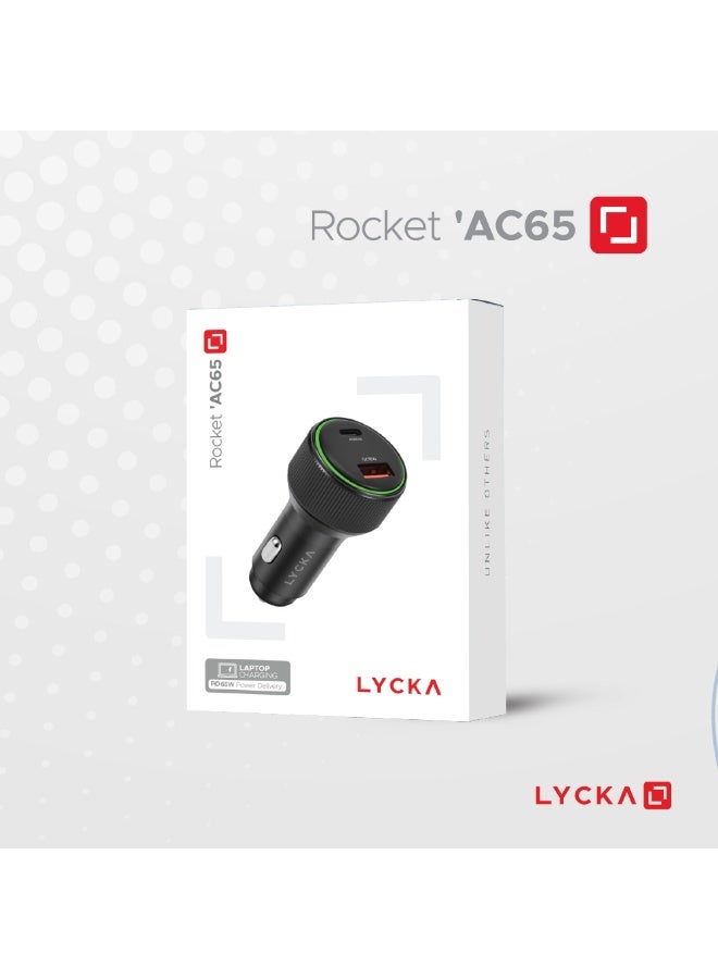 LYCKA ROCKET AC65 65W Fast Car Charger with USB-C to Lightning Cable – PD Quick Charge for iPhone & iPad - Image 5